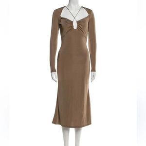 Jason Wu Engracia long-sleeve plunge neck jersey midi dress